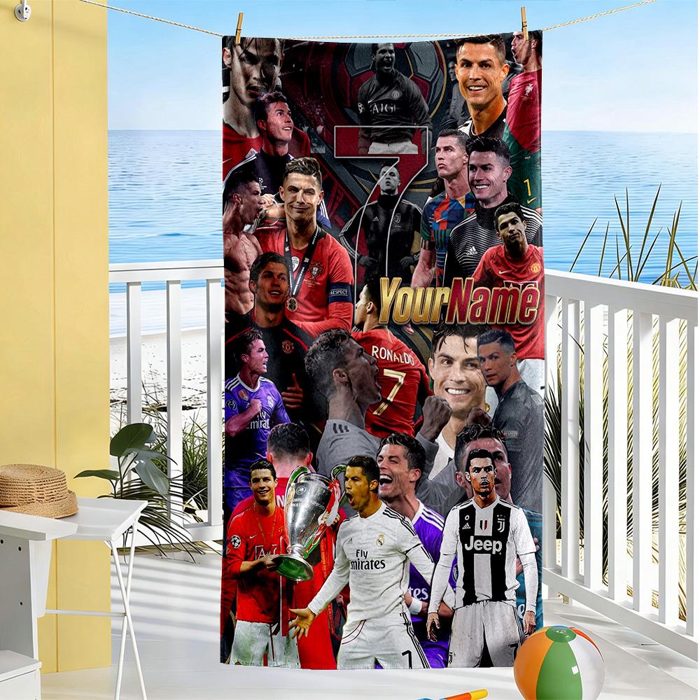 Cristiano Ronaldo Personalized Name Beach Towel Super Soft Microfiber Quickdry Fabric Suitable for Sports Travel Swimming Yoga Bathroom Beach And Pool