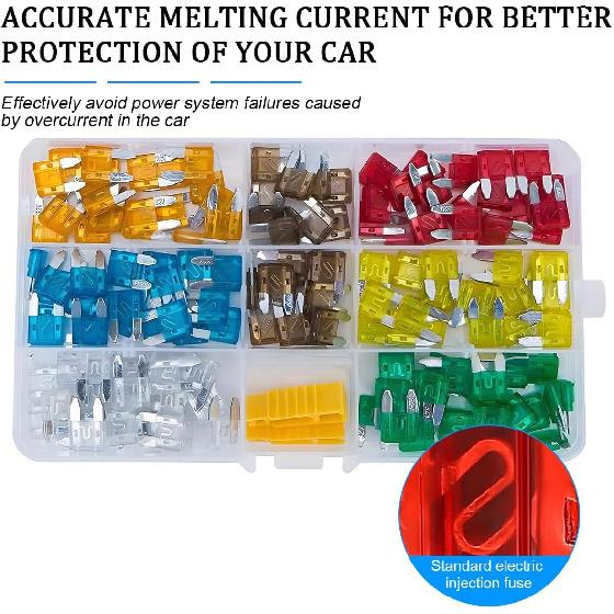 Zpana 140PCS Mini Car Fuses Assortment Kit, 5A 7.5A 10A 15A 20A 25A 30A Vehicle Blade Fuses Kit with Puller, Automotive Replacement Accessories,