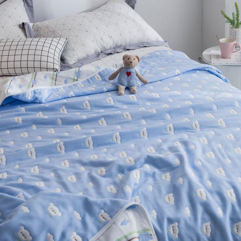 Новое хлопковое шестислойное марлевое одеяло представляет собой одинарное двойное одеяло с кондиционером, хлопковое диванное полотенце, четырехсезонное одеяло для обеденного перерыва.