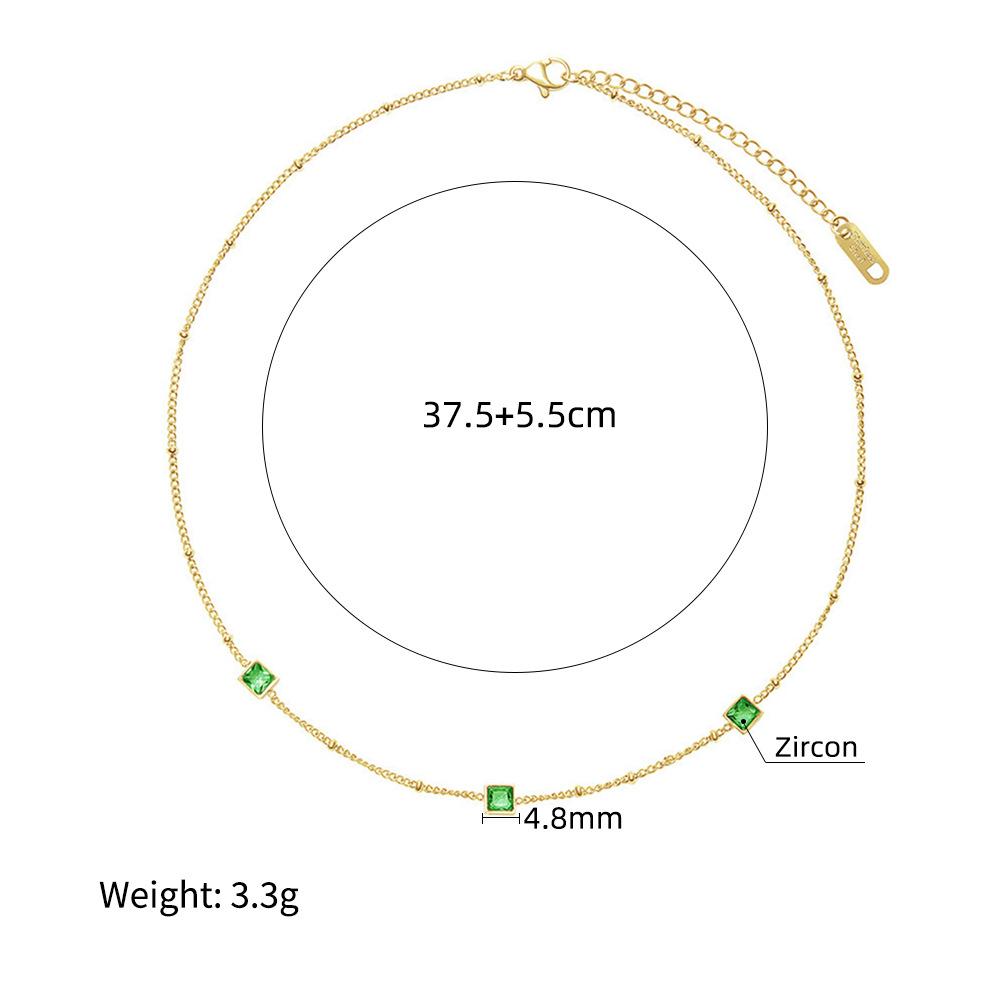 Yachan Jewelry Wind Zircon Pendant Clavicle Chain Dopamine Titanium Steel Plated Real Gold Necklace Does Not Fade Female