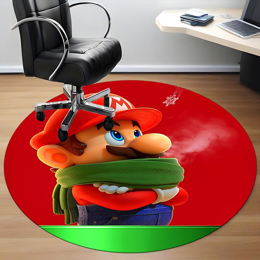 1pc Mario Office Round Area Rug, Under Office Chairs Bedroom Living Room Home Decor, Room Decoa1016214
