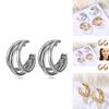 Fashionable Multi-layer Circle Geometric Earrings Trendy Alloy Asymmetrical Jewelry