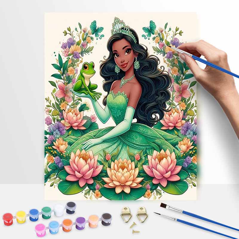 Disney Принцесса Тиана Лягушка Масляная Краска Арт Набор для Рисования Декор Стен Дома Ручная Работа Подарок для Декора Комнаты DIY Набор для Творчества на Холсте Живопись Искусство
