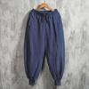 Men's Spring/Summer Cotton Linen Wide-Leg Harem Pants with Loose Cuffs and Trendy Tight-Fit Lantern Design