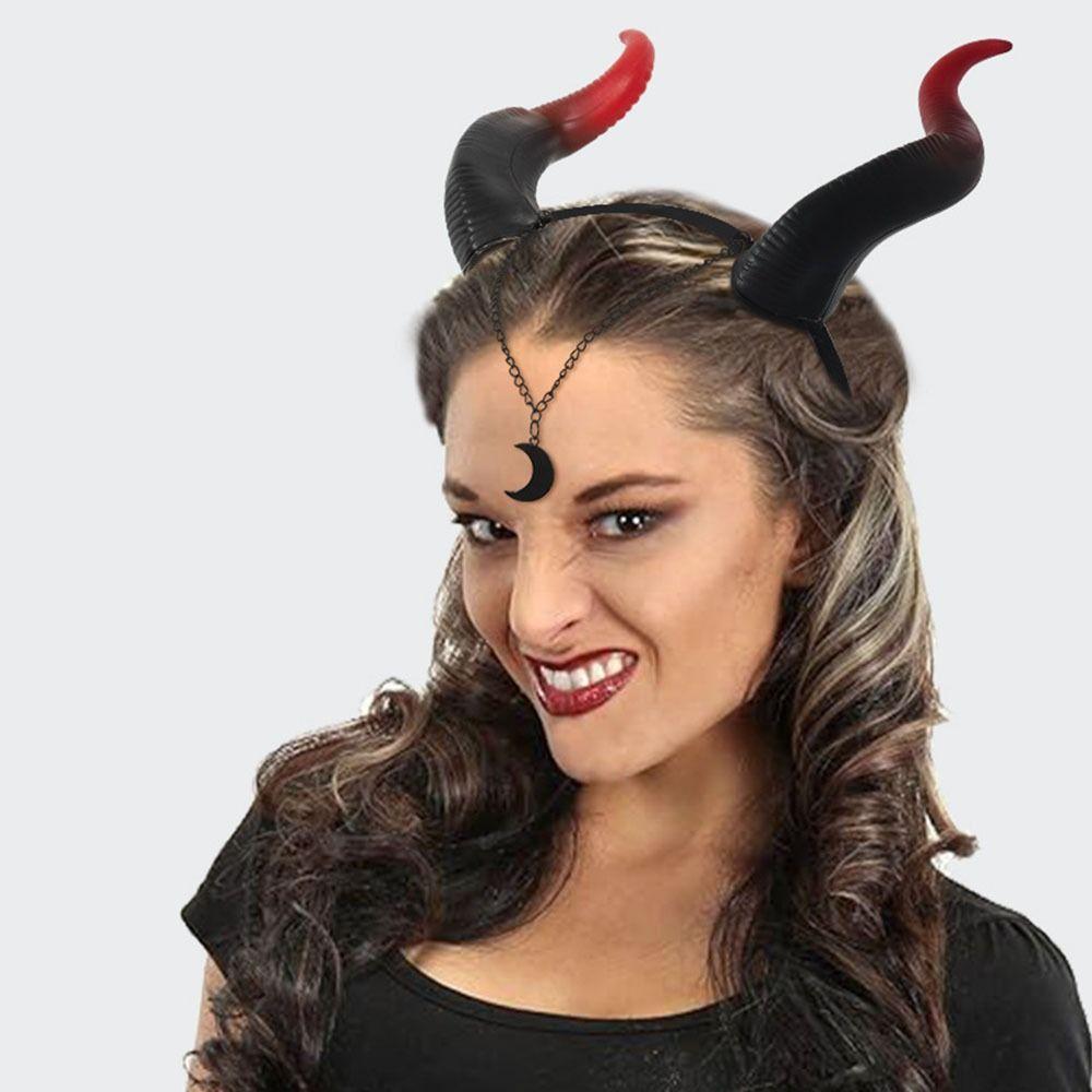 Black Red Devil Horn Headband Headwear Halloween Hair Band Trendy Demon Hair Hoop  Kids
