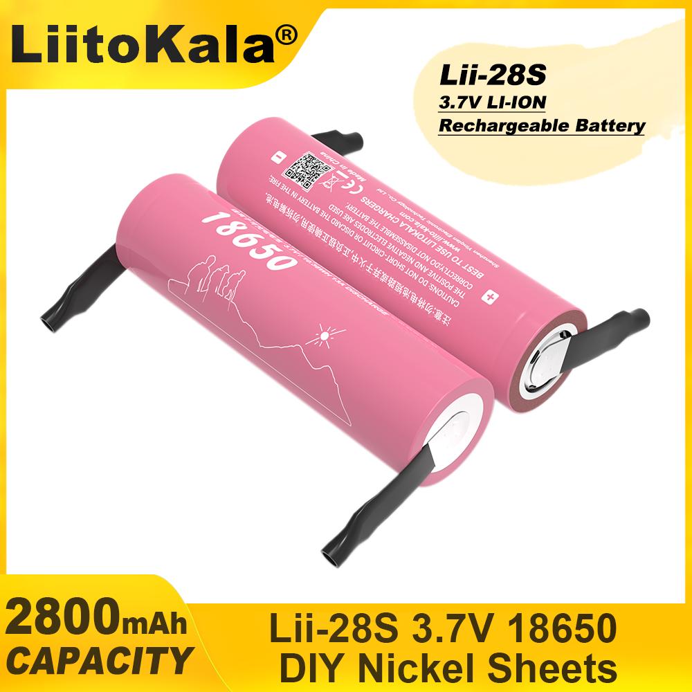 LiitoKala 3.7V Lii-28S 18650 2800mAh 13A Power перезаряжаемая литиевая батарея для электроинструментов светодиодный фонарик + никелевые листы
