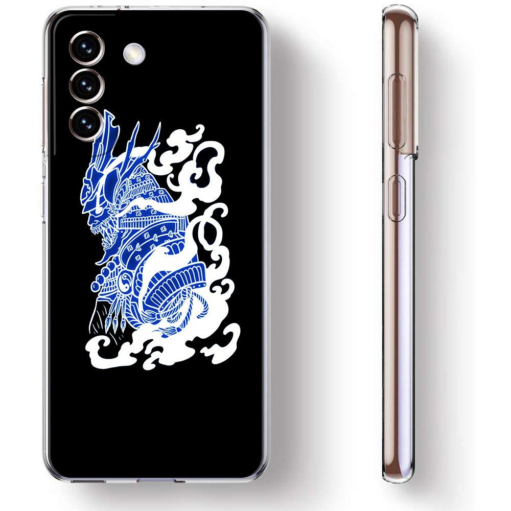 Чехол для телефона Samurai Oni Mask neon для Samsung Galaxy S22 S21 S20 FE Ultra 5G S10 S10E S9 S8 Plus Note 10 20 прозрачный силиконовый чехол