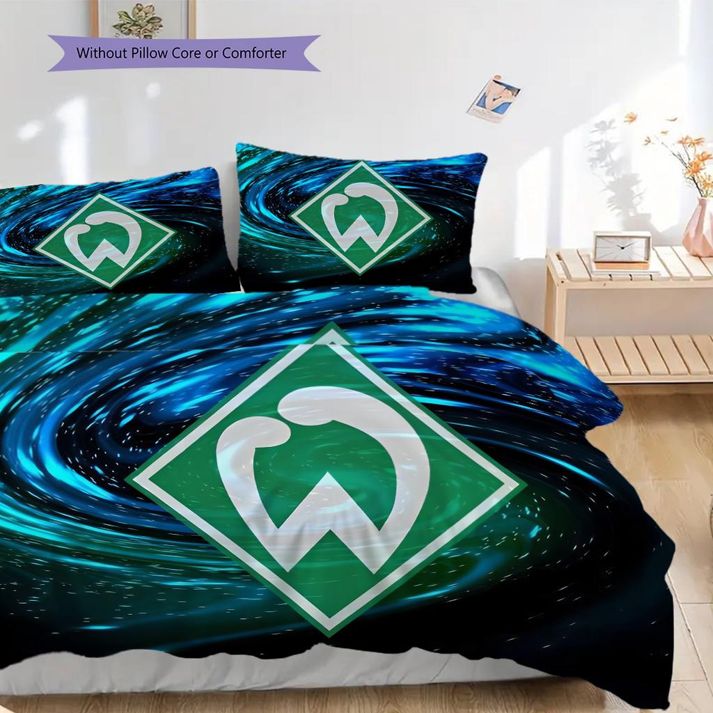 SV Werder Bremen Pattern Bedding Quilt Set Quilt Cover Pillowcase Home Decoration Birthday Gift (1 * duvet cover + 2 * pillowcase, without core)
