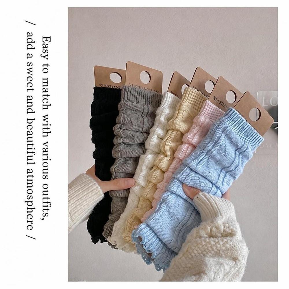 Knitted Foot Cover Leg Warmers Lace Leg Cover Socks Kawaii Stacked Socks For Women Girls