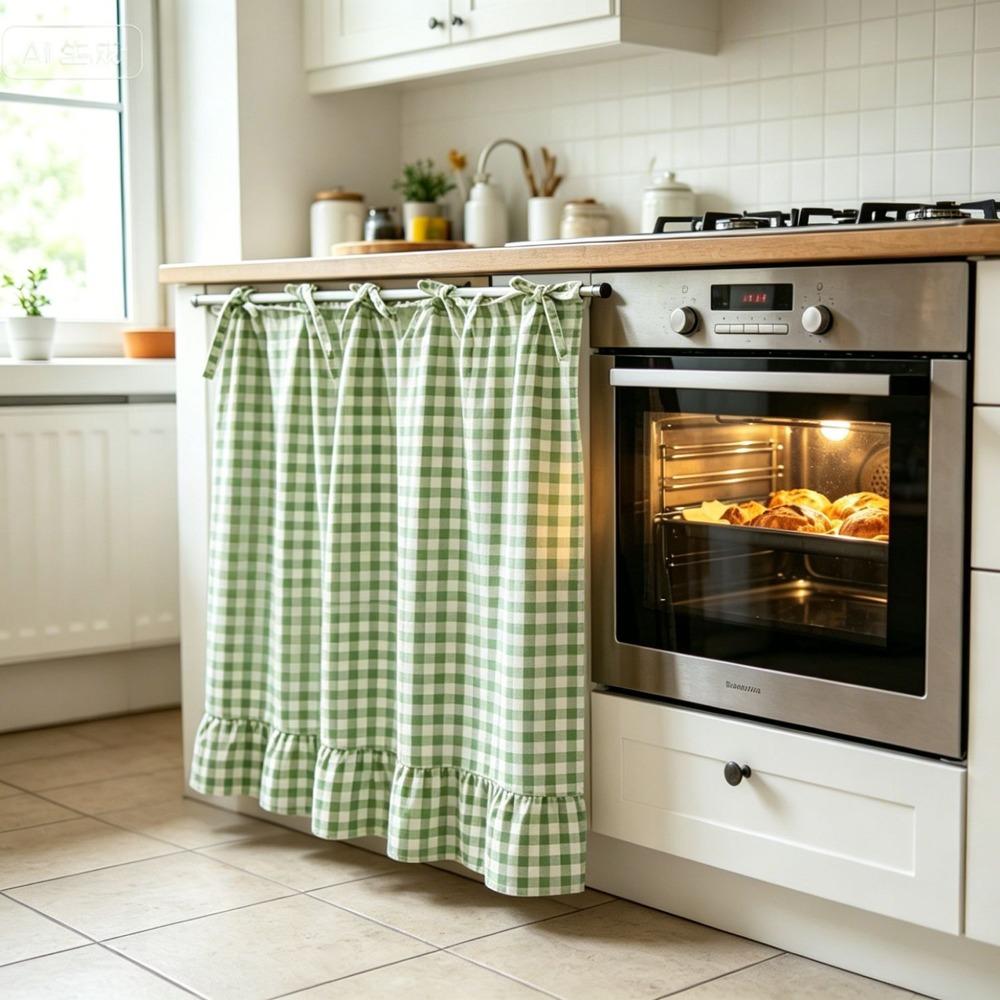 Cotton Kitchen Stove Cover Ruffled Edge Kitchen Cabinet Curtain Privacy Partition Curtain  Porch