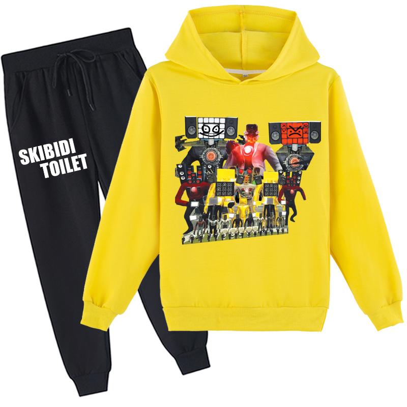 Kids 3D Hoodie Set Skibidi Toilet Pullover Tracksuit Speakerman Children Sweater+ Pants