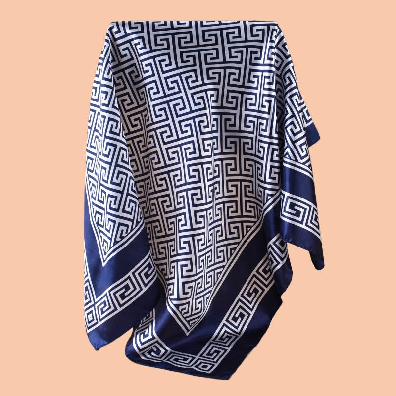 1pc Geometric Letter Print Satin Square Scarf Women's Spring Fashion Hair Accessory Can Be Used as Belt Bag Decor Silk Headband