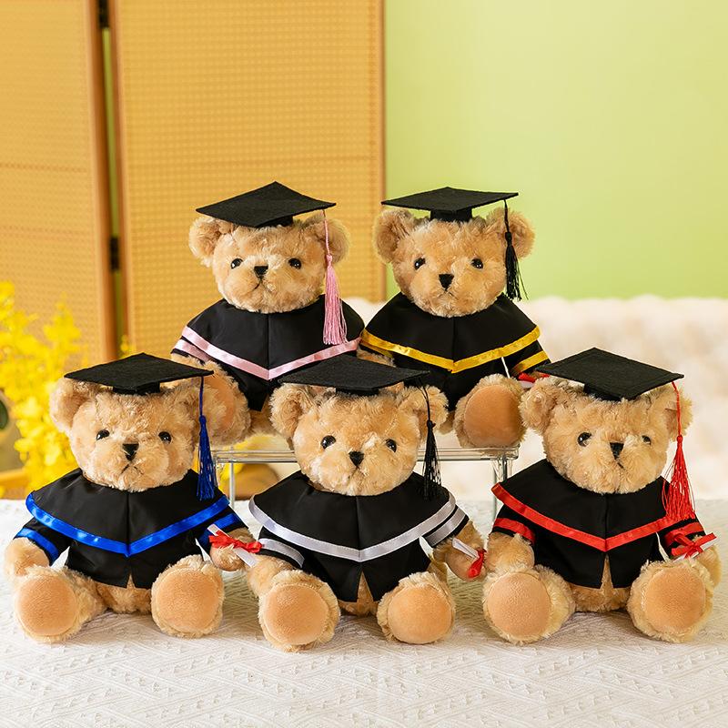 30cm Plush Bear Graduation Costume, Multi-color Doll Graduation Gown & Cap Decorative Accessories