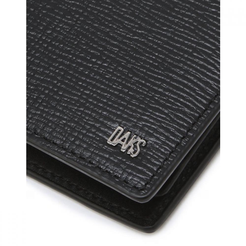 Daks Black Cowhide Wallet With Metal Logo Decoration Dbwa5f915bk