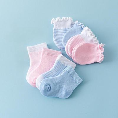 4 пары/лот, детские перчатки с защитой от царапин, комплекты носков, защитные варежки для лица, новорожденных