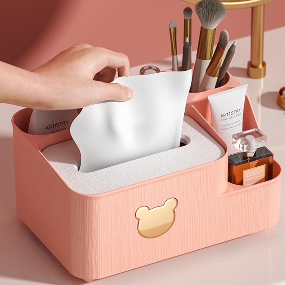 Бытовая коробка для хранения салфеток Настольные бумажные коробки с изображением маленького медвежонка Держатель для телефона Дизайнерская коробка для салфеток Разделенные бумажные коробки для хранения