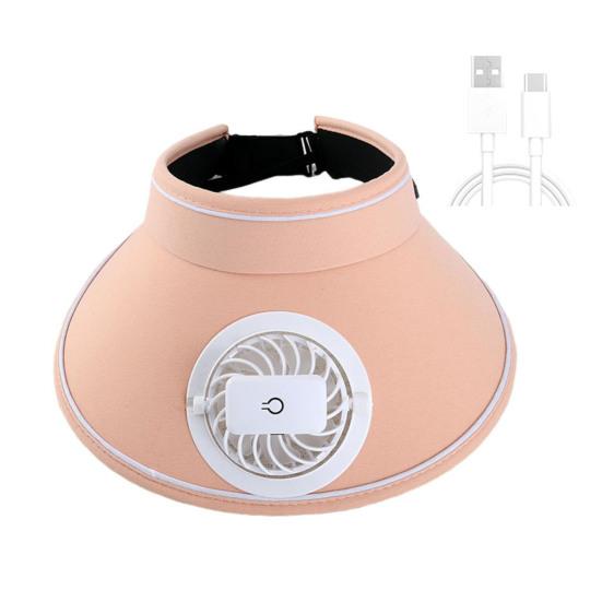 Женская шляпа-веер для отдыха на открытом воздухе с регулируемым пустым верхом, защитой от ультрафиолета, большими полями и USB-зарядкой, охлаждающим вентилятором, пляжной шляпой для путешествий от солнца