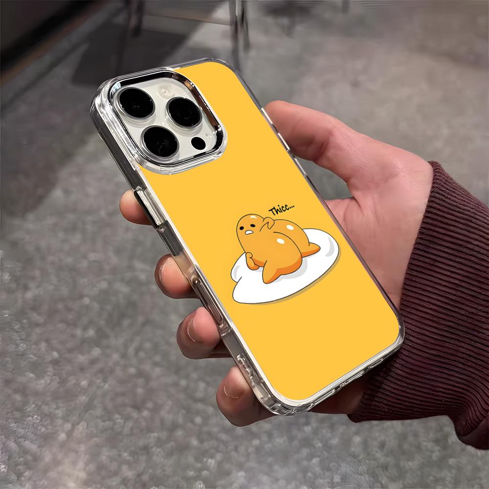 G-Гудетама Яйцо Милый Чехол Для Телефона Для IPhone 17 Air 16 E 15 14 13 12 11 Plus Pro Max Гальванизированный Прозрачный Мягкий Чехол
