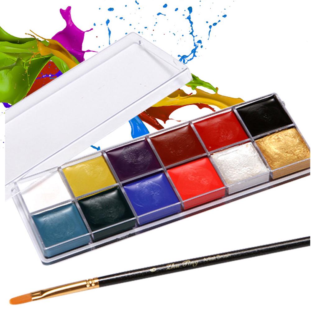 Набор масляной живописи для тела, Хэллоуин, 12 цветов, моющаяся картина маслом для лица и тела, пигментные кисти, инструмент для макияжа