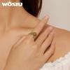 WOSTU Classical Sunflower Opening Rings For Women 925 Sterling Silver Oil Painting Flower Zircon Statement Ring Party Gift R934