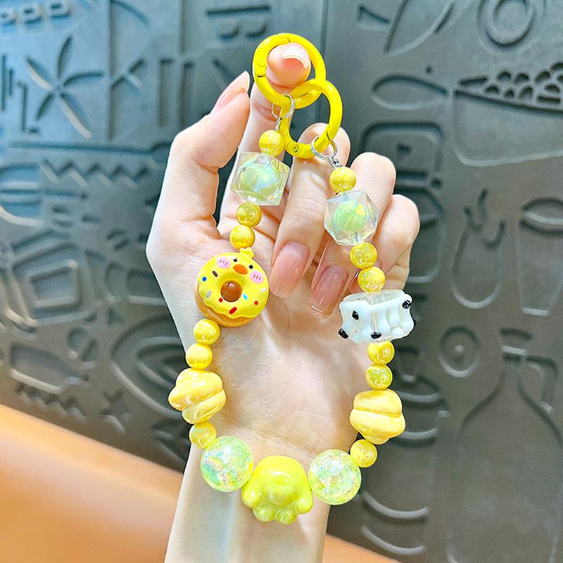 Мультяшный пончик с бисером в виде животного, брелок для телефона, чехол для телефона с защитой от потери, подвеска, сумка, украшения, аксессуары