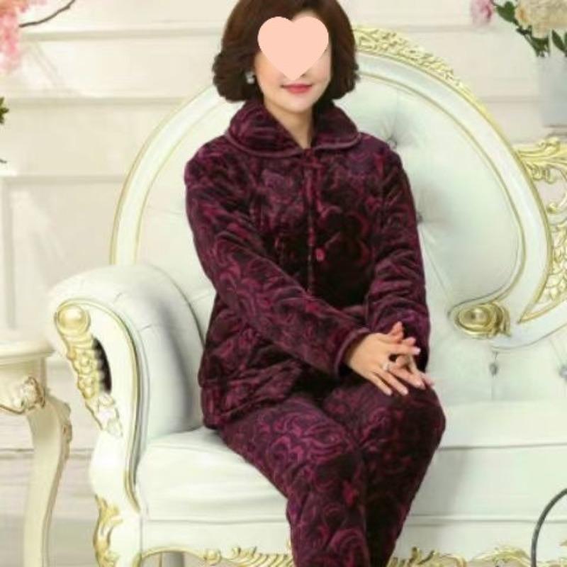 Пижама женская зимняя теплая зимний флис утолщенный коралловый флис три слоя хлопка осенне-зимняя женская одежда для дома