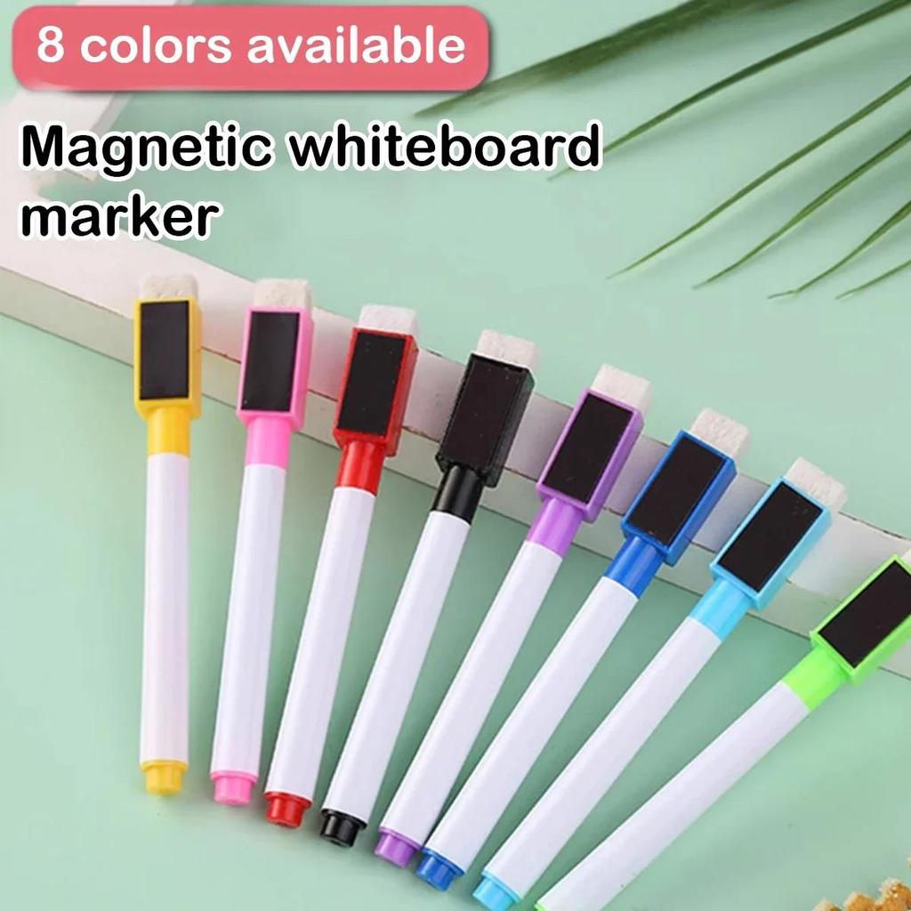 8Pcs/Set Magnetic Whiteboard Marker Pen Dry Erase Markers With Eraser For Office School Stationery Writing Drawing Pen Dry Erase