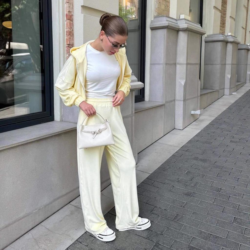 Женский повседневный комплект с капюшоном на осень 2025 года: С длинным рукавом и брюки