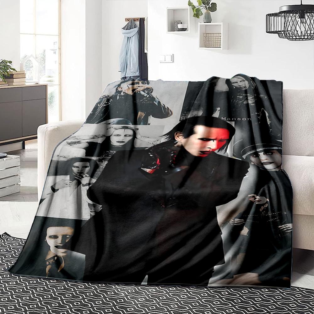 Marilyn Manson Performance Blanket Soft Throw Blanket For Home Bedroom Bed Sofa Travel Office Solid Christmas Blanket