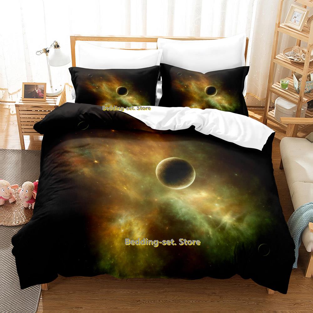 Комплект постельного белья Planets Single Twin Full Queen King Size Bed Set Adult Kid Bedroom Duvetcover Sets Outside Space Universe Bed