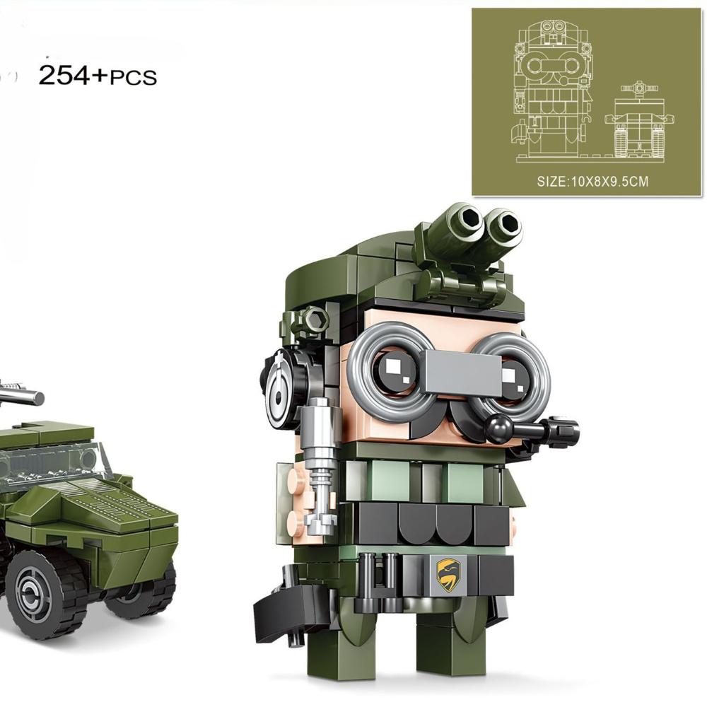 KAZI Military Man Vehicle Compatible Assembly Building Block Model Logistics Detection Force Armored Signal Transmitting Kids Toys