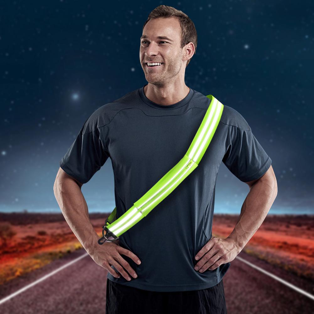 Reflective Shoulder Strap Reflective Belt Adjustable Cycling Strap with Pouch Running Gear High Visibility for Running Cycling