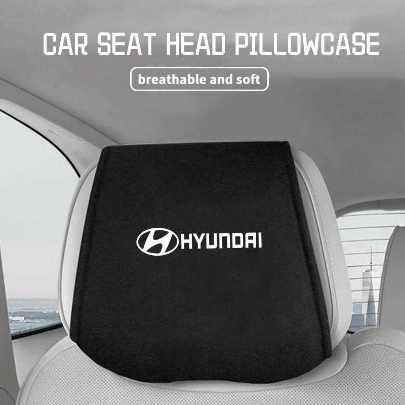 Car Logo Headrest Cover Seat Head Pillow Neck Headrest Cover For Hyundai Genesis N-LINE I10 I20 I30 I40 IX20 IX35 Kona Tiburon R4
