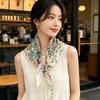 111 mulberry silk georgette square scarf hand-rolled edge black background floral printed silk scarf women's spring and summer thin breathable collar