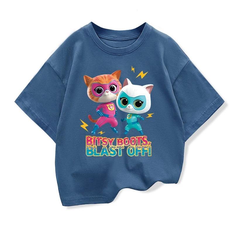 Летняя одежда Игра Костюм Супер Кота Детская Футболка SuperKitties Малышки Мальчики Хлопковая Футболка Детские Топы с Коротким Рукавом
