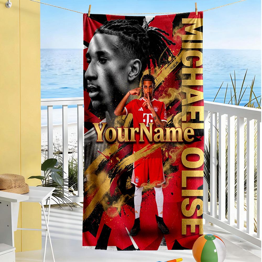 Rb Leipzig Personalized Text Beach Towel High Absorbency Quickdry Suitable For Swimming Gym Camping Yoga Vacation