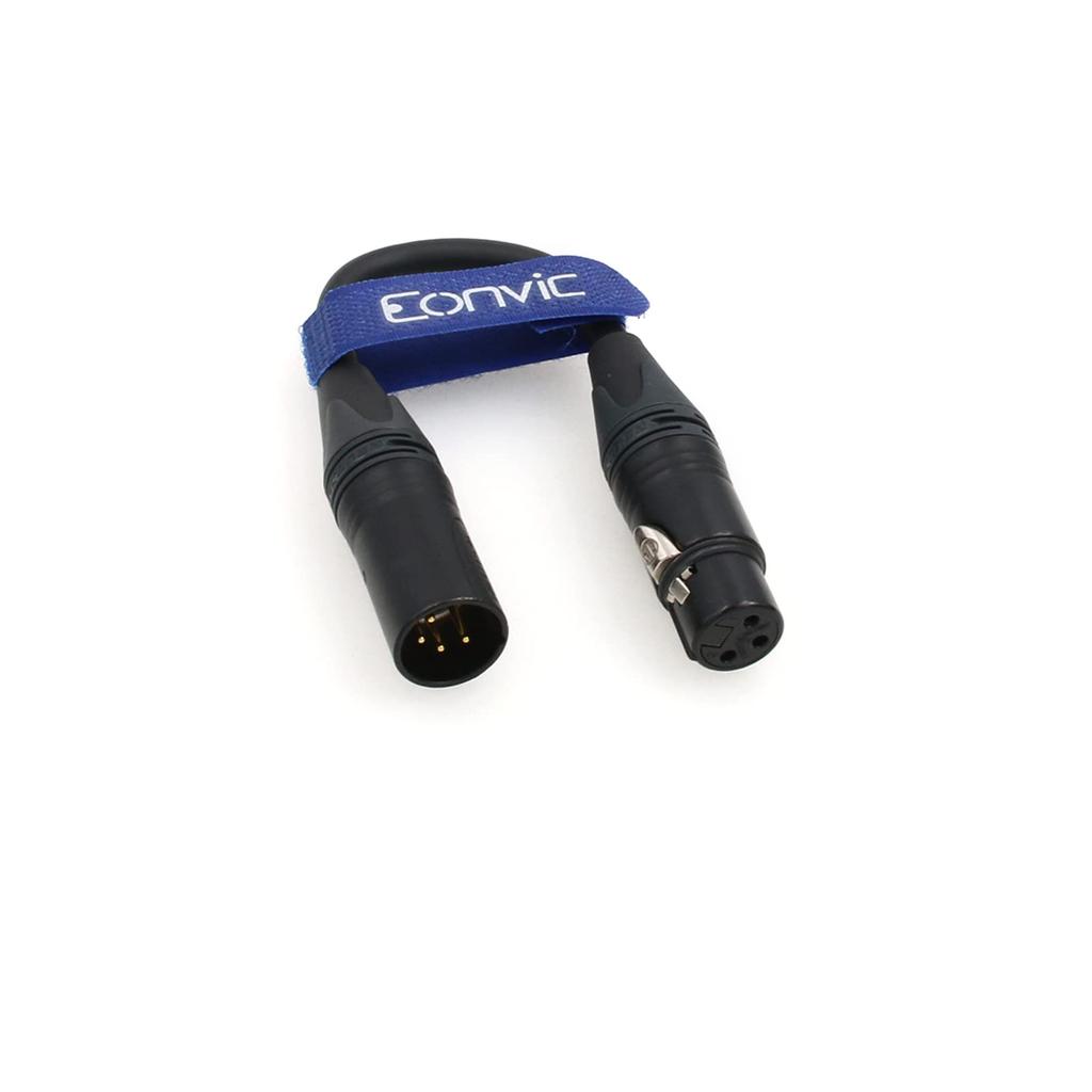 Eonvic 4-контактный XLR-папа на 3-контактный XLR-маму, кабель питания 24 В постоянного тока для камер (4-контактный XLR-папа на 3-контактный XLR-маму 20 см)