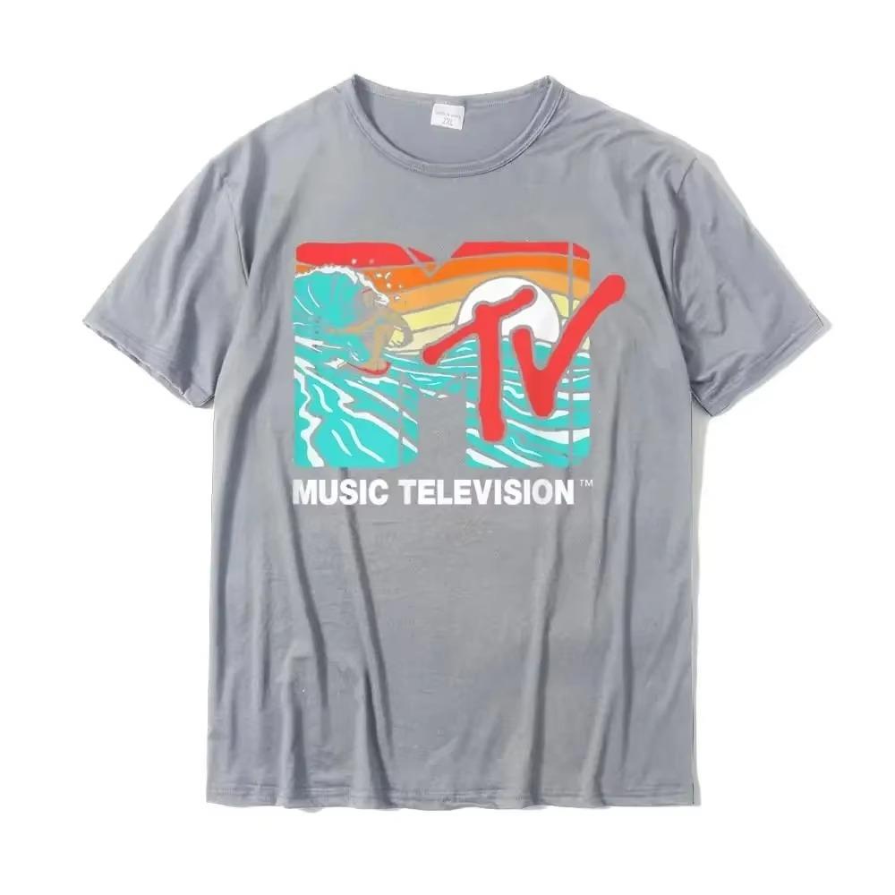 Mademark X MTV - MTV Catch A Wave MTV Surfer Logo Ретро-графическая футболка Распродажа Мужская футболка Футболка Group Футболка из хлопка Повседневная