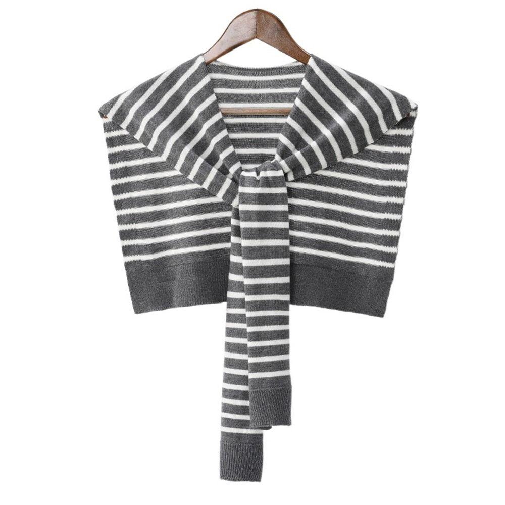 Women Blouse Shoulders For Men Knitted Shawl Stripes Wraps Female Wool Scarf Korean Style Scarves