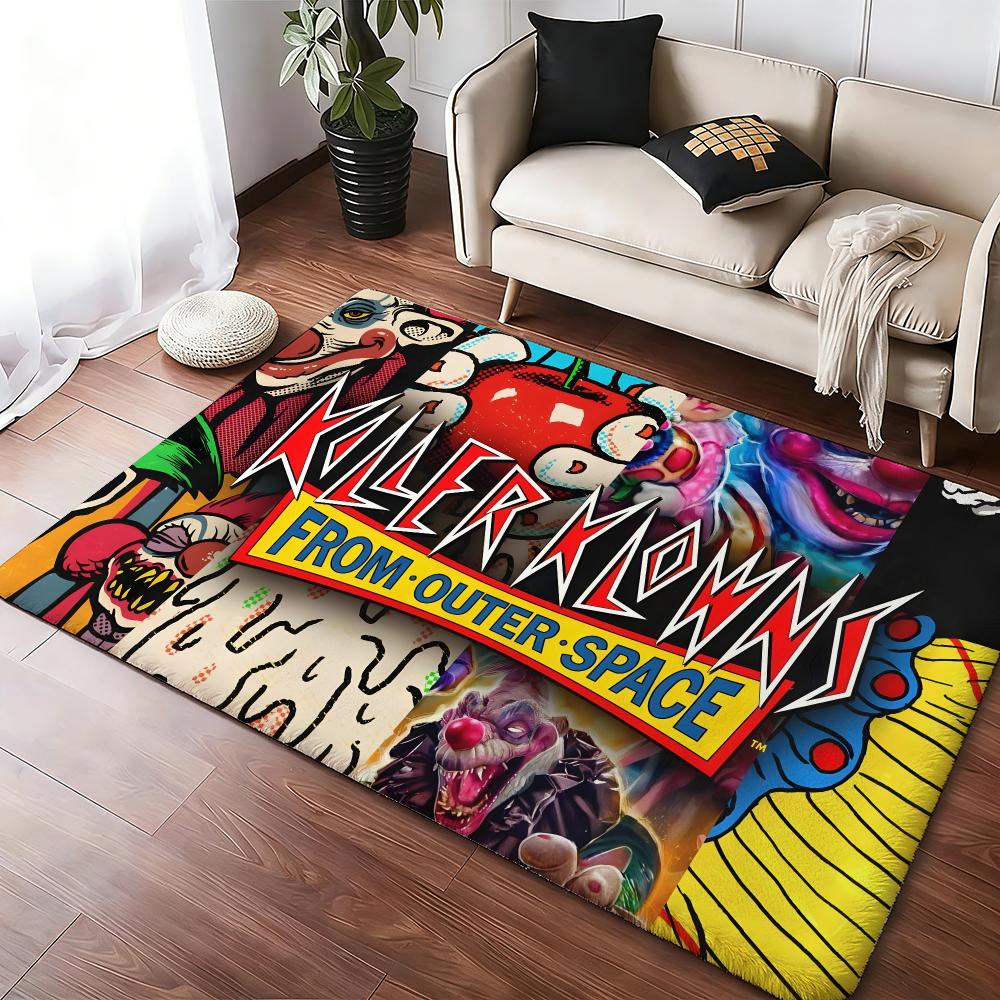 Killer-Clowns-From-Outer-Spaces Horror Movie Floor Mat Soft Absorbent Non-Slip Bedroom Living Room Door Mat Home Flannel Rugs