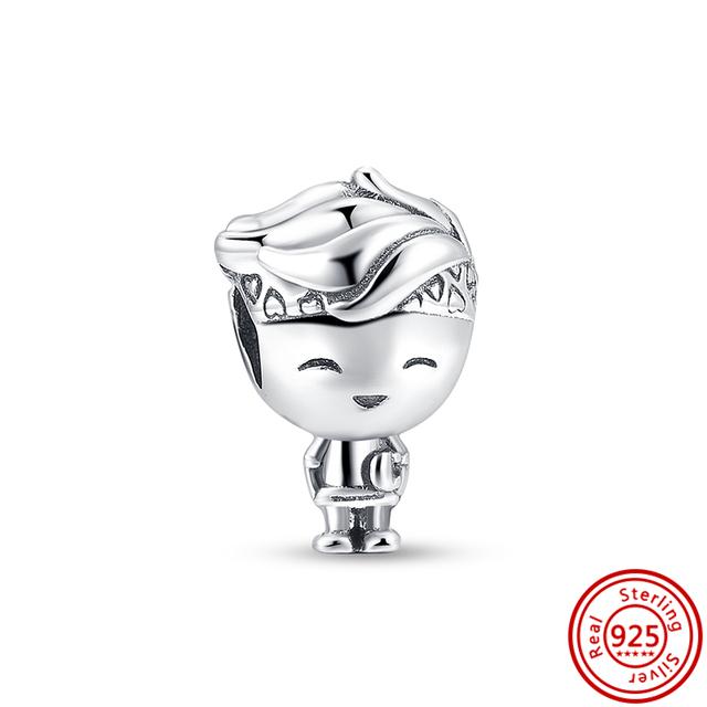 92 Стиль 925 Серебро 925 пробы для мальчиков и девочек Щенок с принтом лапы Сердце Сова Полый кулон Изящная бусина Подходит Подвески Браслет Ювелирные изделия