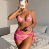 Women S Solid Color Split Swimsuit Sexy Bikini Set Beachwear