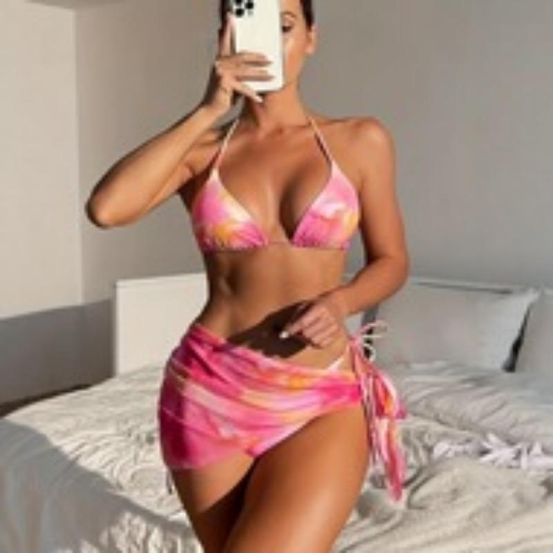 Women S Solid Color Split Swimsuit Sexy Bikini Set Beachwear