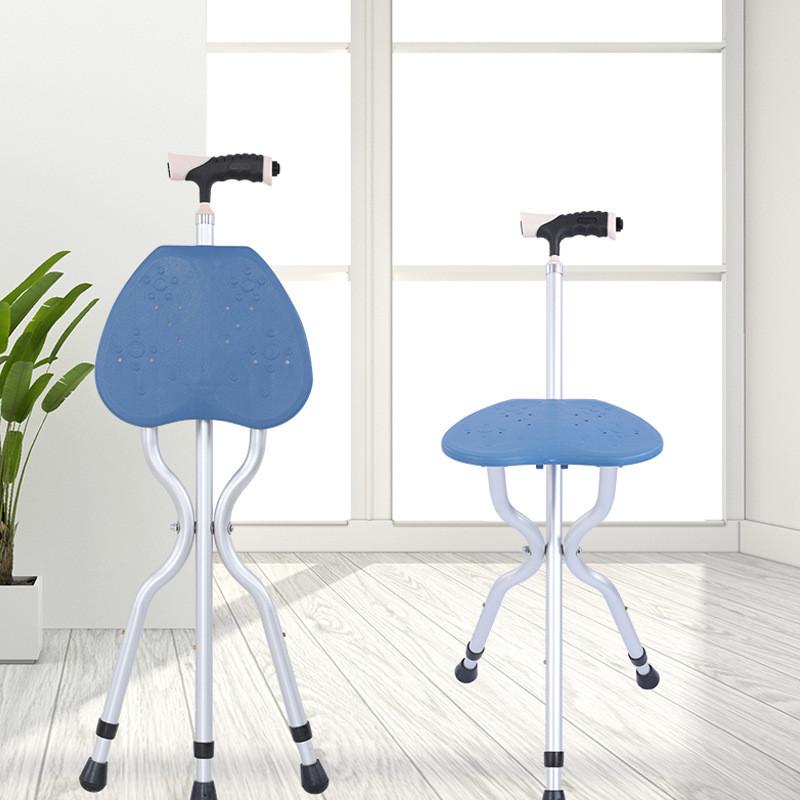 Portable Walking Assistant Lightweight Elder Cane Stool Adjustable Multifunctional Aluminum Alloy Crutch