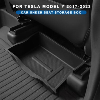 Для Tesla Model Y 2017-2025 Автомобильный органайзер для хранения под сиденьем Ящик-выдвижной держатель TPE Хранение Нижний ящик Автомобильные аксессуары Декорация