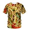Round Neck Food Pattern 3D Printed Top Casual Short Sleeved Children's Boy T-shirts - Soft Medium Stretch Polyester Fabric Summer Relaxed Fit Clothing
