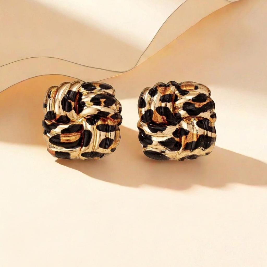 Модные серьги-квадраты с геометрическим леопардовым принтом для женщин AVE