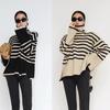Women's Striped Turtleneck Sweater Autumn and Winter Loose Design Niche Knitwear Pullover Coat