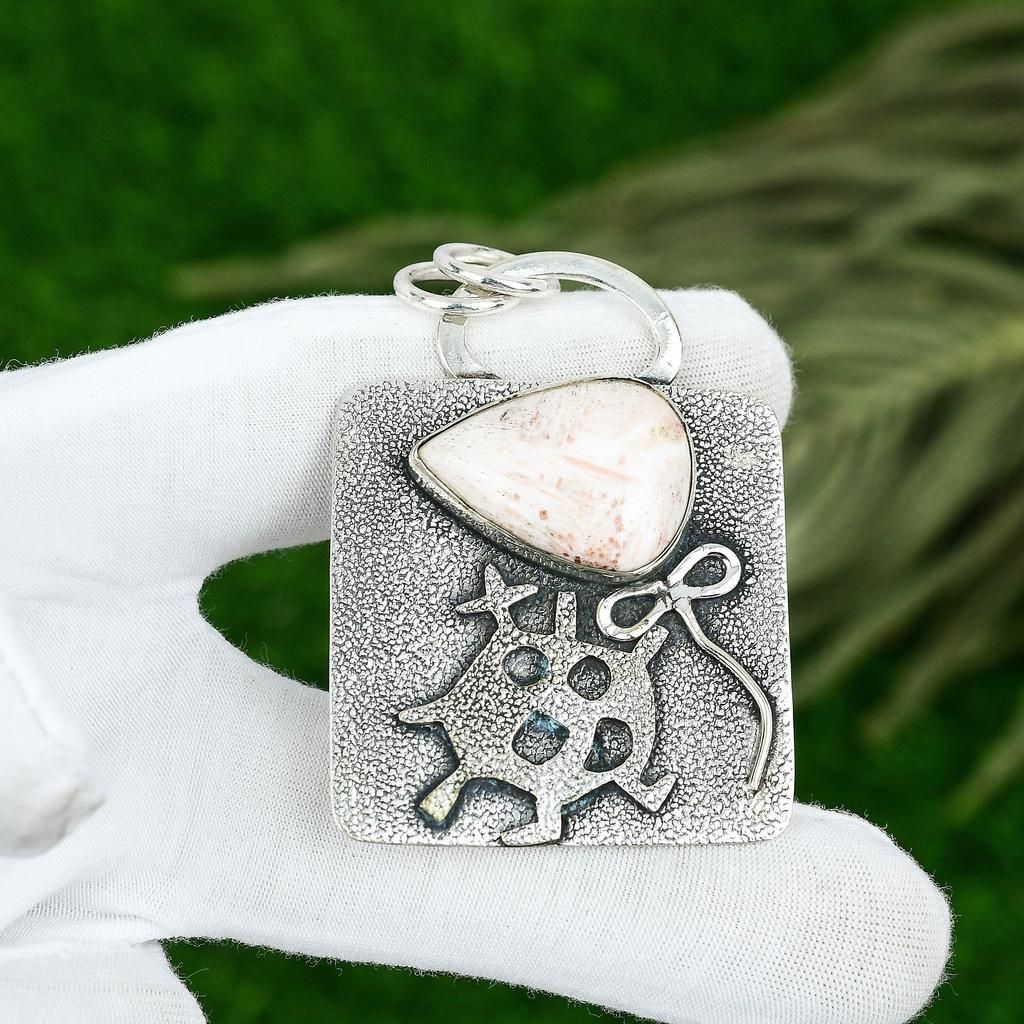 День сестер Распродажа Подвеска из стерлингового серебра с драгоценным камнем сколецитом чакры короны