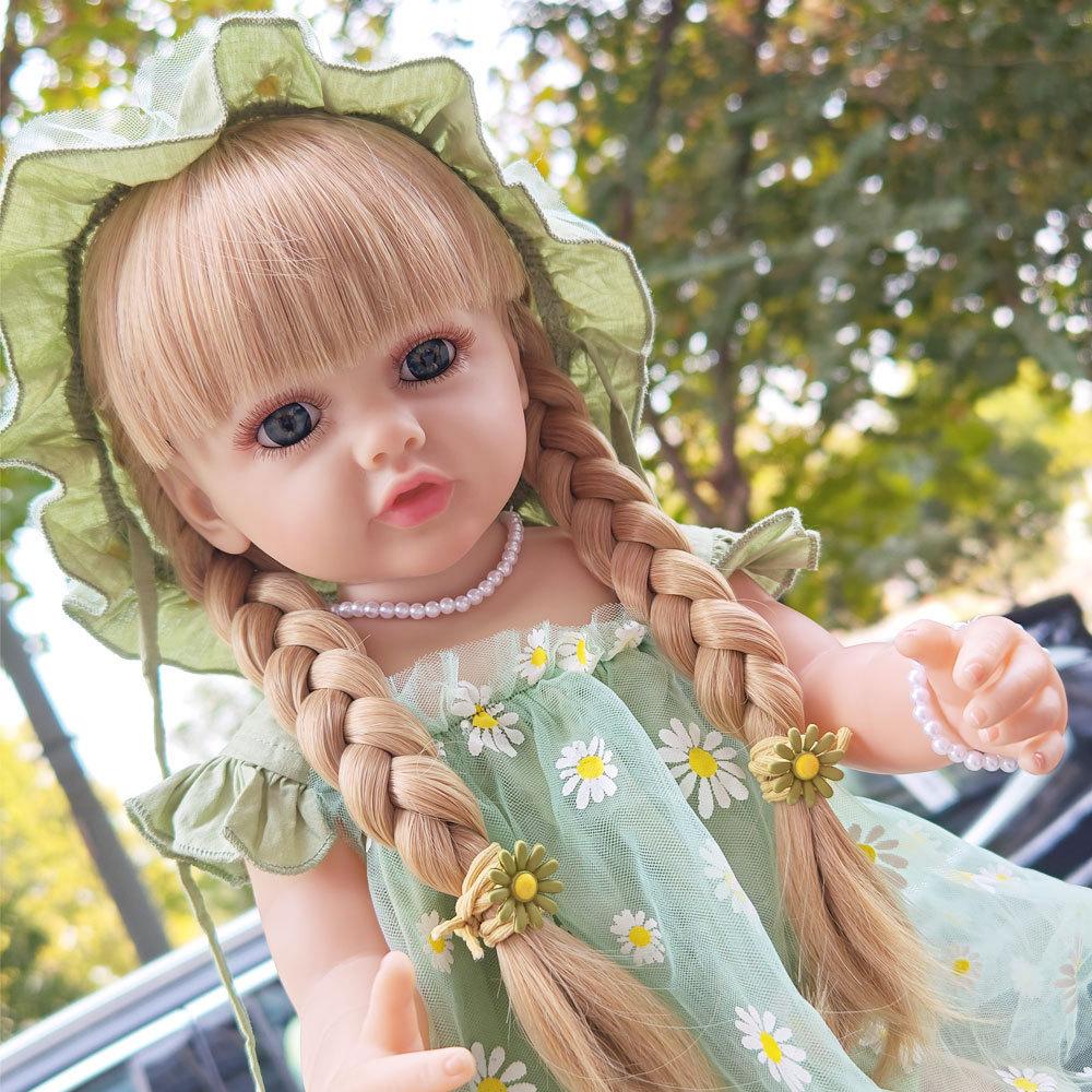 Реалистичная кукла-реборн из мягкого силикона 55 см 22 дюйма с одеждой, магнитной соской, бутылочкой для кормления, набором ручной работы, подарком на день рождения для девочки